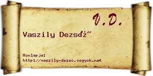 Vaszily Dezső névjegykártya